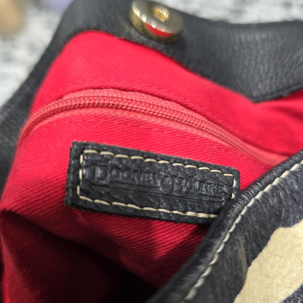 007. Dooney & Bourke Leather Zebra Print Shoulder Bag - Black and Cream - Picture 6 of 11